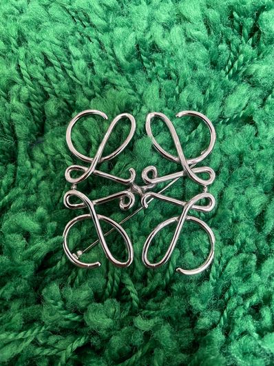 LOEWE Anagram Brooch Metal "Silver"