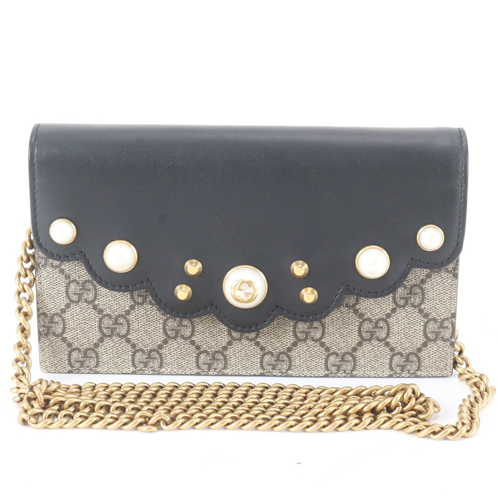 ■極美品 グッチ GGスプリームチェーン ウォレット 431478 長財布