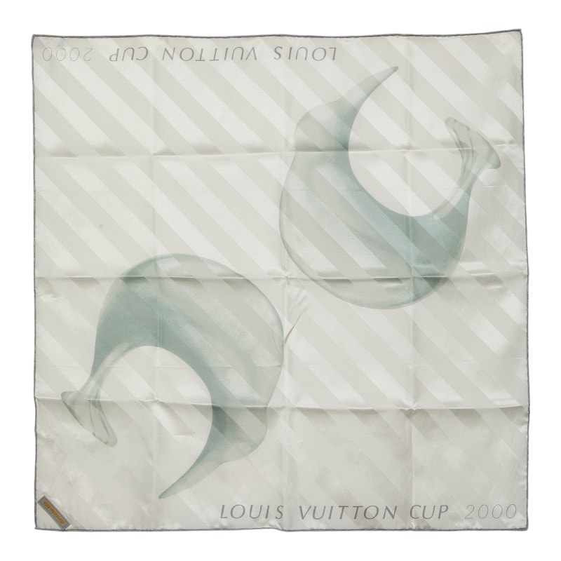 ルイ ヴィトン ルイ ヴィトン カップ2000 スカーフ ホワイト シルバー シルク コットン レディース LOUIS VUITTON 【中古】