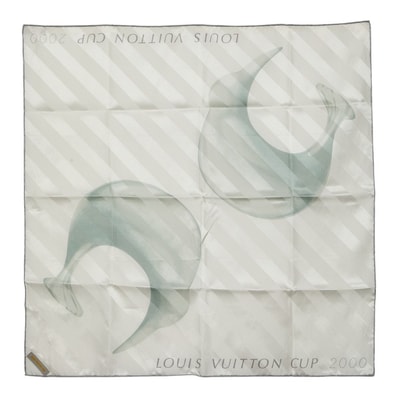 ルイ ヴィトン ルイ ヴィトン カップ2000 スカーフ ホワイト シルバー シルク コットン レディース LOUIS VUITTON 【中古】