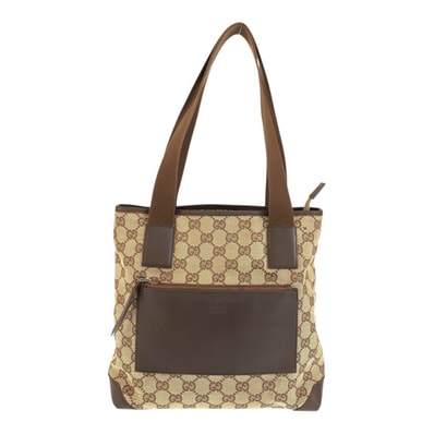 GUCCI グッチ ブラウン ベージュ GGキャンバス レザー/ トートバッグ ショルダーバッグ 601684 【中古】