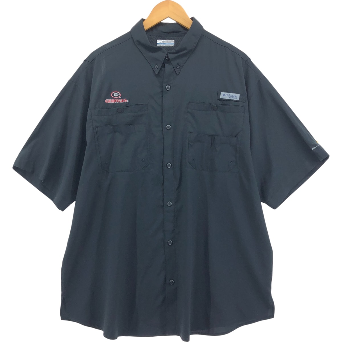 古着 コロンビア Columbia PFG OMNI-SHADE ボタンダウン リップストップ 半袖 フィッシングシャツ メンズXL相当/eaa551872