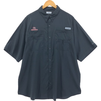 古着 コロンビア Columbia PFG OMNI-SHADE ボタンダウン リップストップ 半袖 フィッシングシャツ メンズXL相当/eaa551872