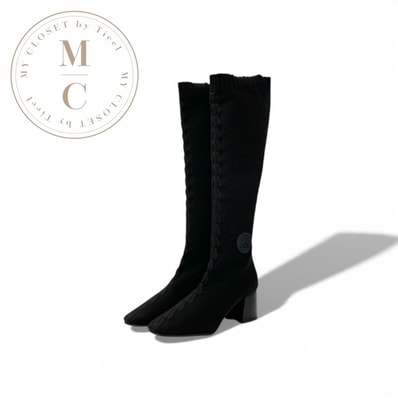 エルメス HERMES ヴォルヴェール ブーツ ロングブーツ 靴 シューズ ファブリック レザー ブラック 黒 エクスリブリス ニット