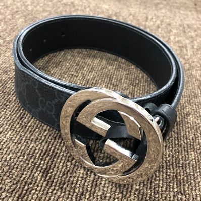 GUCCI GG Supreme Canvas Belt ”Black/Gray”