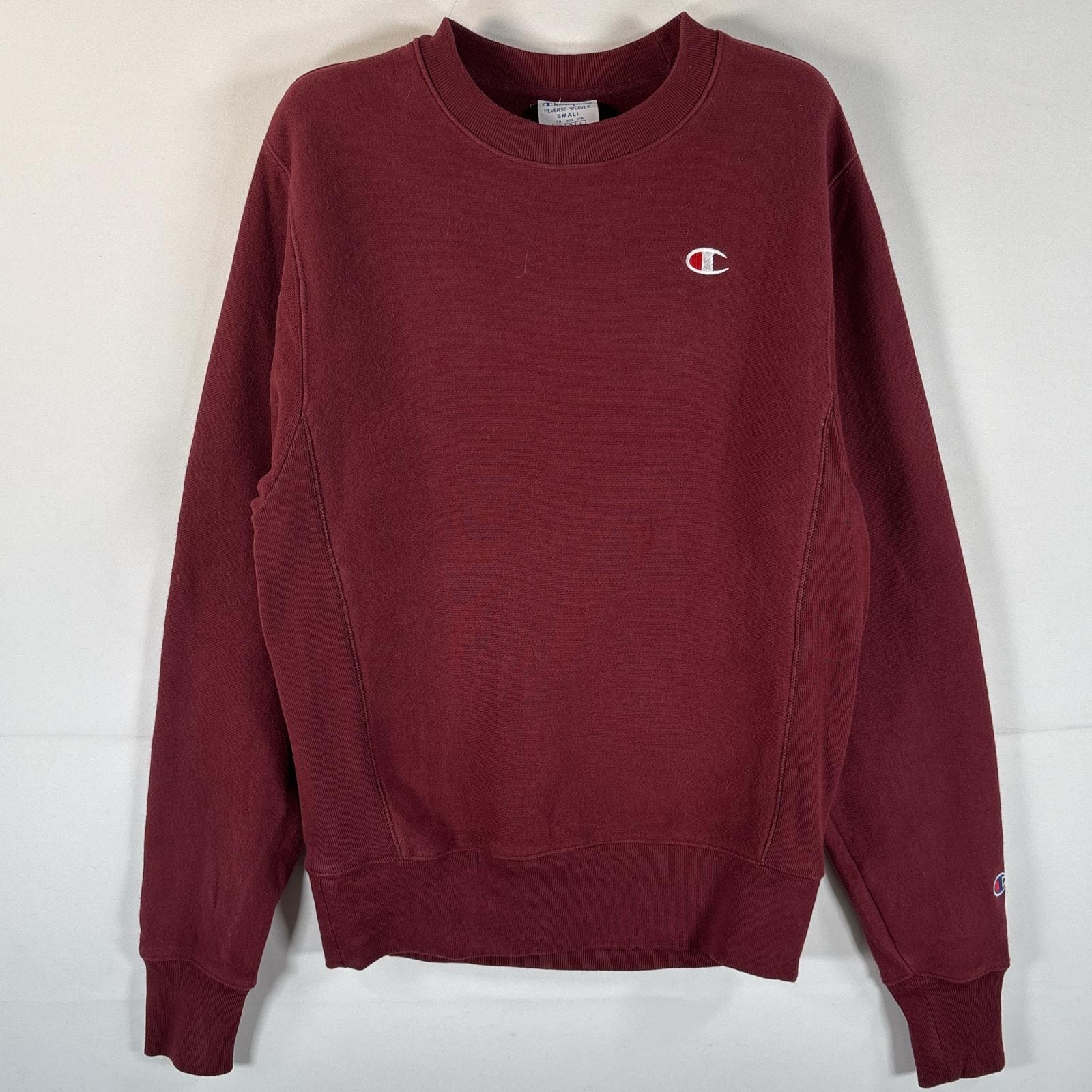 古着 チャンピオン Champion スウェット リバースウィーブ ワンポイントロゴ刺繍 復刻 トレーナー SMALL バーガンディー メンズ