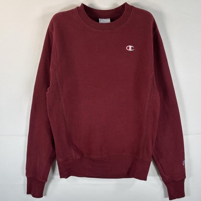 古着 チャンピオン Champion スウェット リバースウィーブ ワンポイントロゴ刺繍 復刻 トレーナー SMALL バーガンディー メンズ