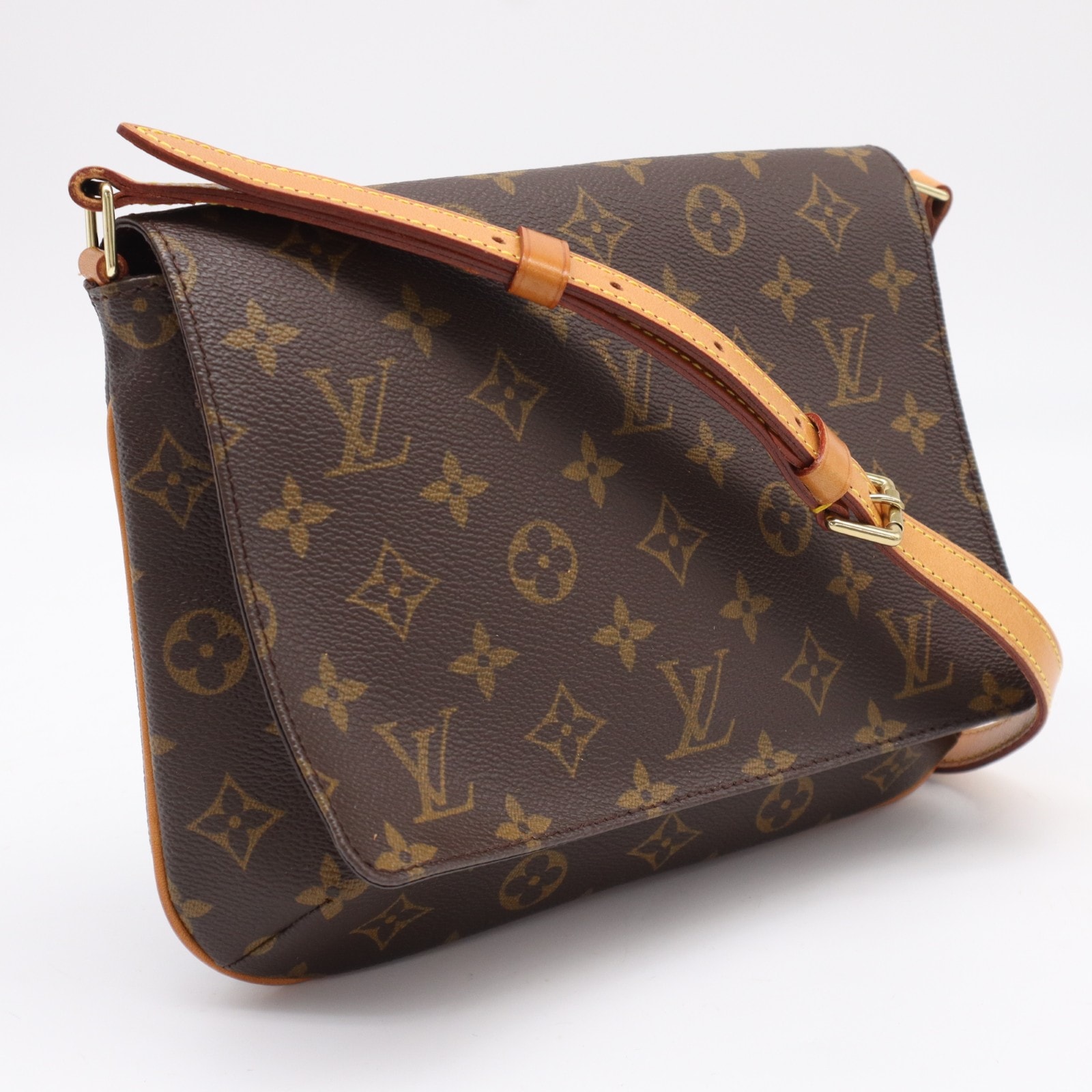 LOUIS VUITTON ルイ・ヴィトン モノグラム ミュゼットタンゴ M51388 ショルダーバッグ ブラウン ベージュ コーティングキャンバス レザー レディース