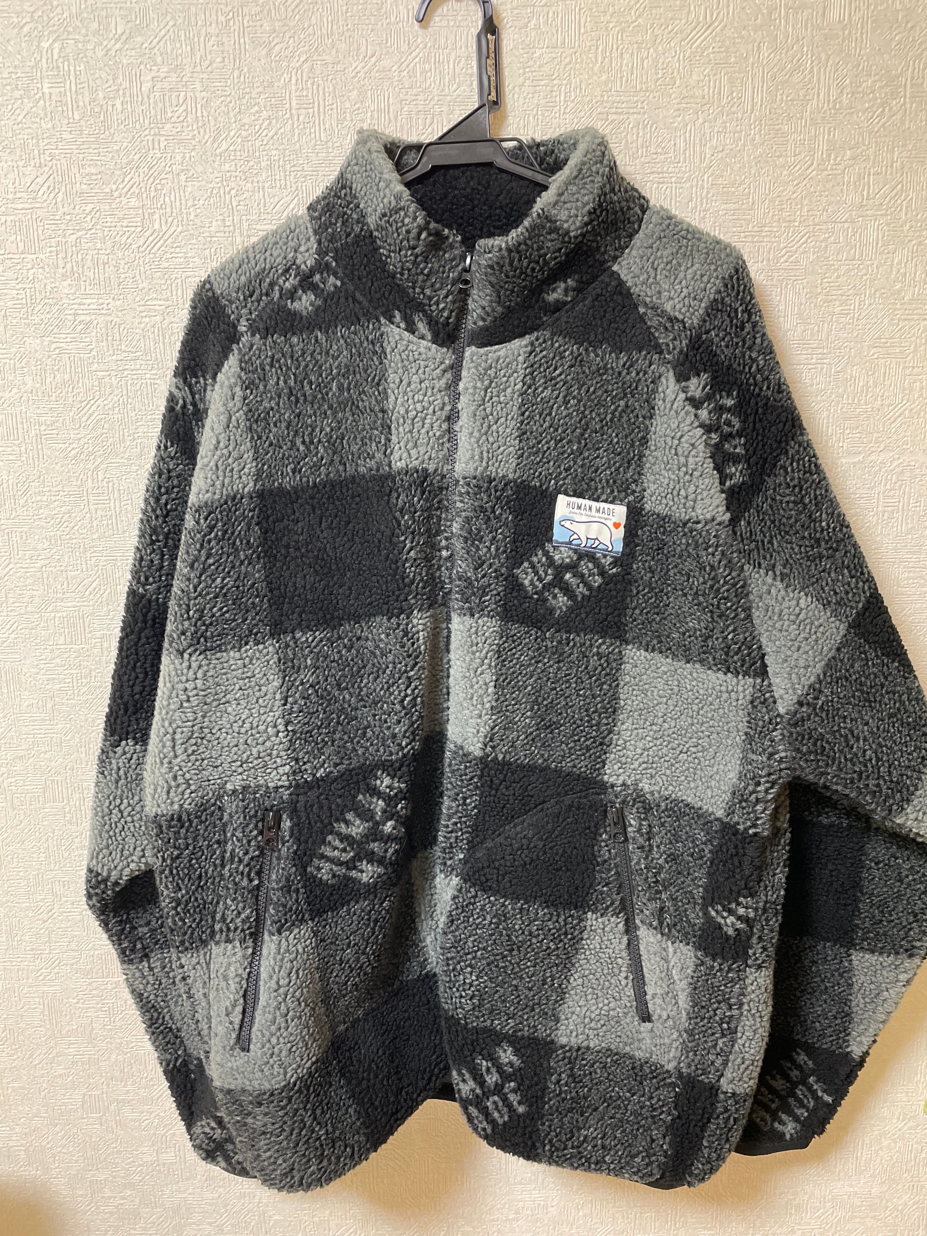 HUMAN MADE CHECK BOA FLEECE JACKET "Black"