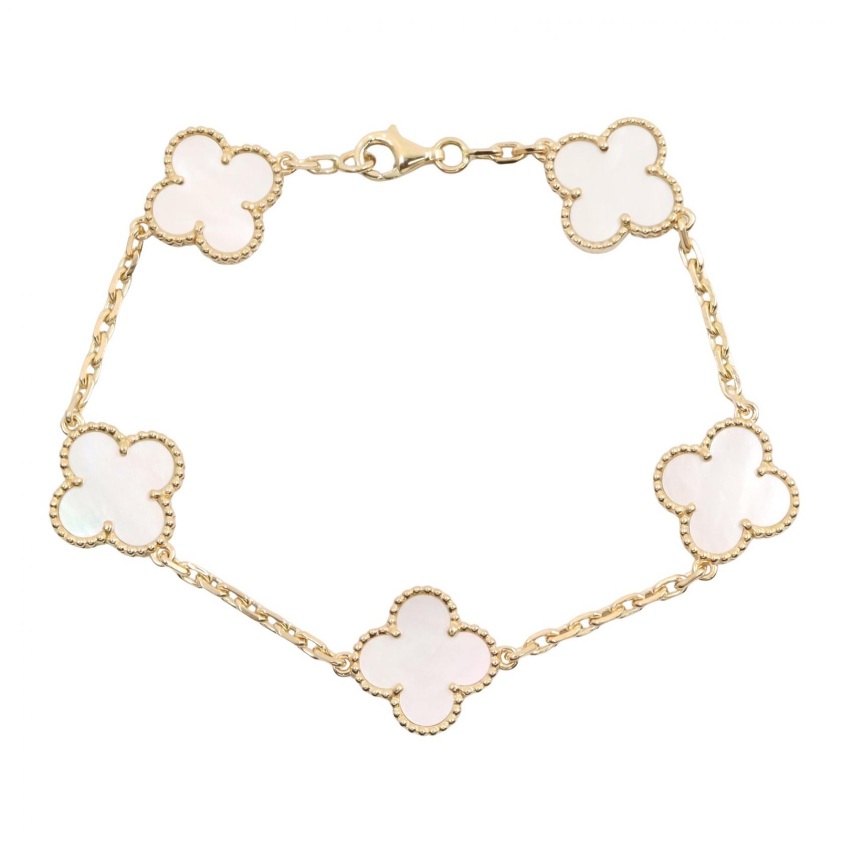 ヴァンクリーフ&アーペル Van Cleef & Arpels ヴィンテージアルハンブラ 5Pマザーオブパール ブレスレット ブレスレット アクセサリー K18(イエローゴールド) マザーオブパール レディース ゴールド系 / ホワイト系