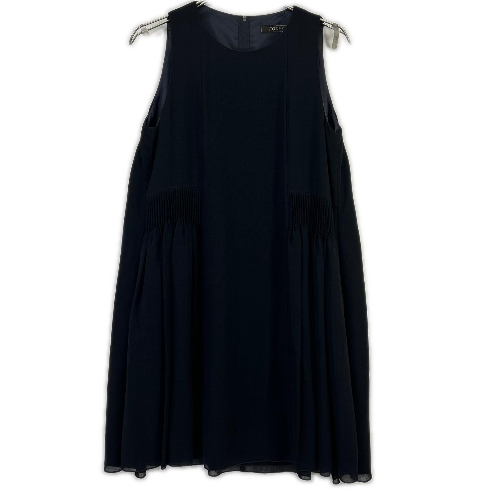 フォクシー 36786 ブラック ウール リズム ドレスワンピース 38