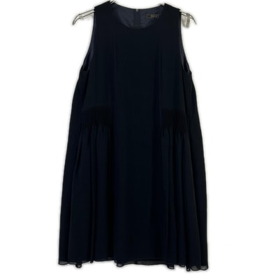 フォクシー 36786 ブラック ウール リズム ドレスワンピース 38