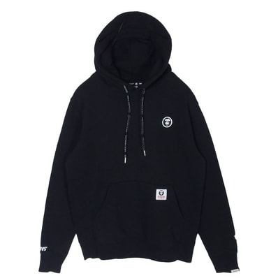 A BATHING APE アベイシングエイプ AAPSWM3458XXB AAPE HOODIE SWEATER エーエイプ 着脱可 猿フェイスワッペン付 スウェット パーカー ブラック ブラック系 M【中古】