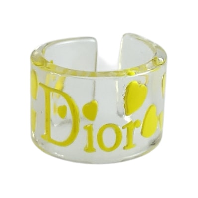 美品 Christian Dior クリスチャンディオール ヴィンテージ ハート イエロー プラスチック アクリル/ リング 指輪 13号 1-0294202 【中古】