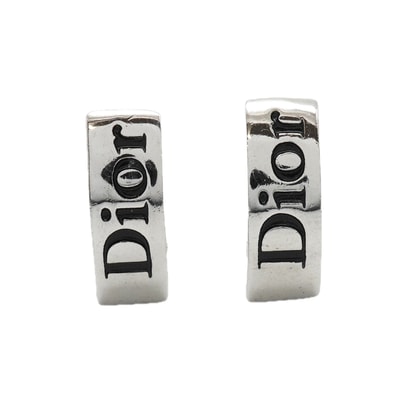 【6jkb0470】クリスチャンディオール イヤリング ディオールロゴ メタル シルバー【中古】レディース