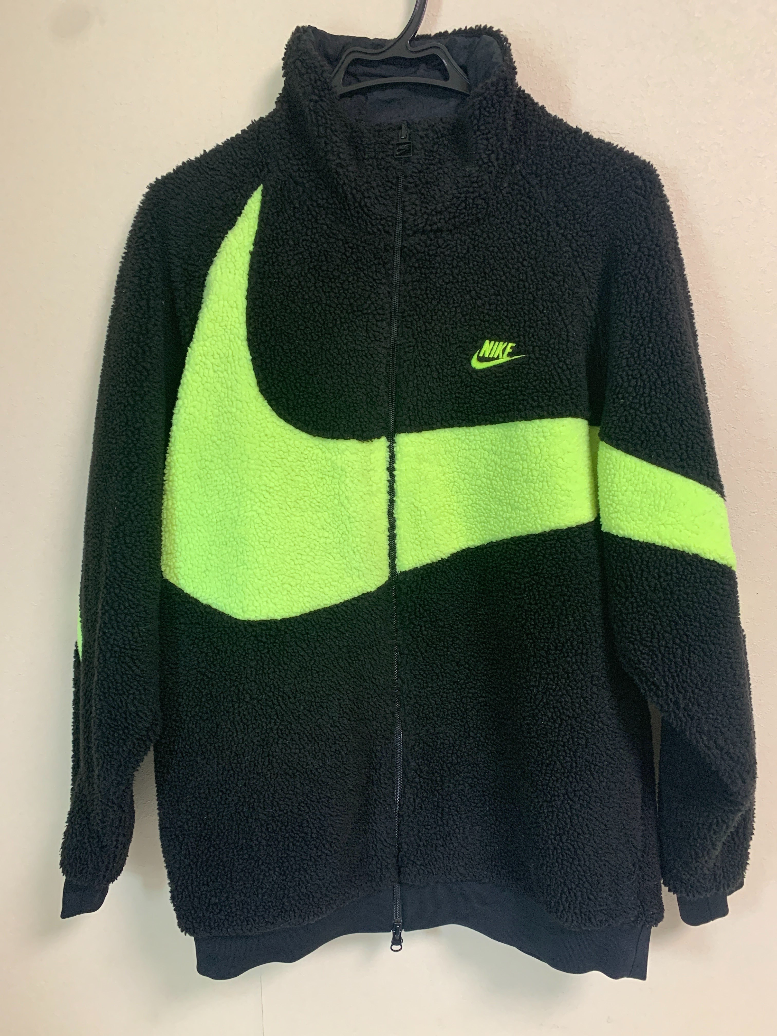 Nike Big Swoosh Reversible Boa Jacket"Black Neon"