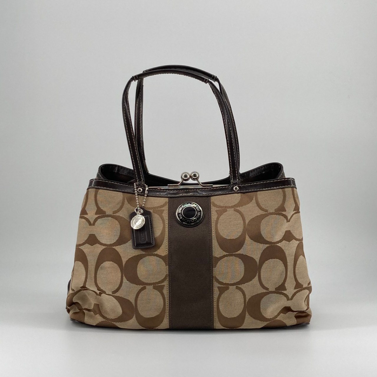 COACH(コーチ) シグネチャー ストライプ フレームド  F19190 トートバッグ ブラウン