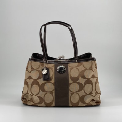 COACH(コーチ) シグネチャー ストライプ フレームド F19190 トートバッグ ブラウン