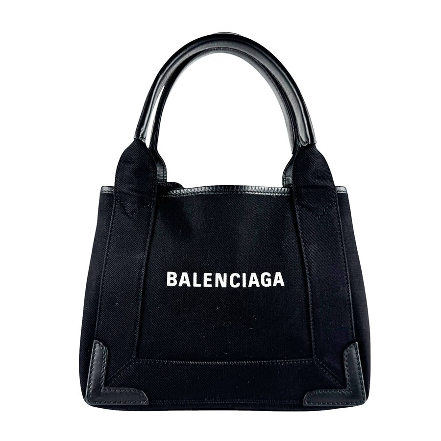 バレンシアガ BALENCIAGA ショルダーバッグ ハンドバッグ ネイビーカバスXS キャンバス/レザー ブラック レディース 390346【中古】 z10211