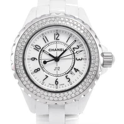シャネル CHANEL H0967 J12 ダイヤモンドベゼル ホワイト セラミック クォーツ レディース 良品 腕時計 H#150155