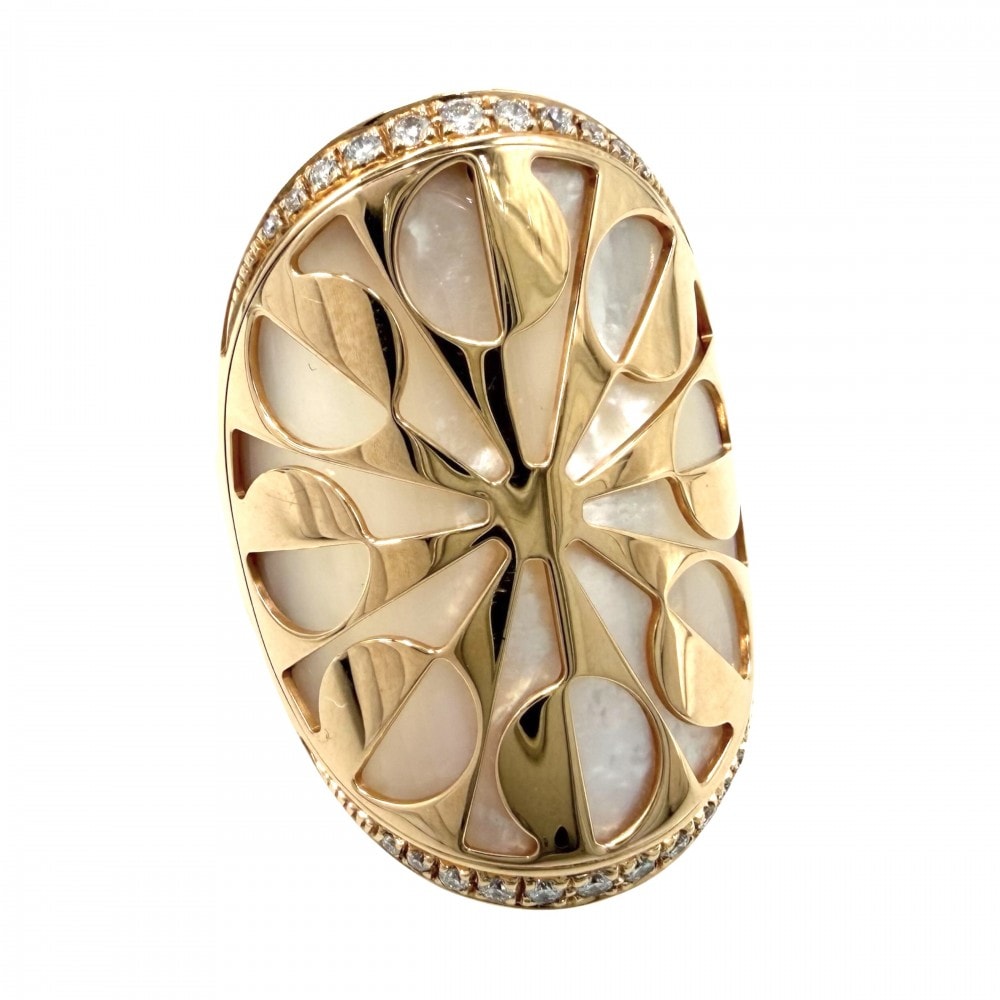 BVLGARI ブルガリ 指輪 インタルシオ リング ジュエリー アクセサリー 18金PG Au750 57サイズ K18ピンクゴールド  シェル   ダイヤモンド 約17号 レディース 約13.7g【中古品】