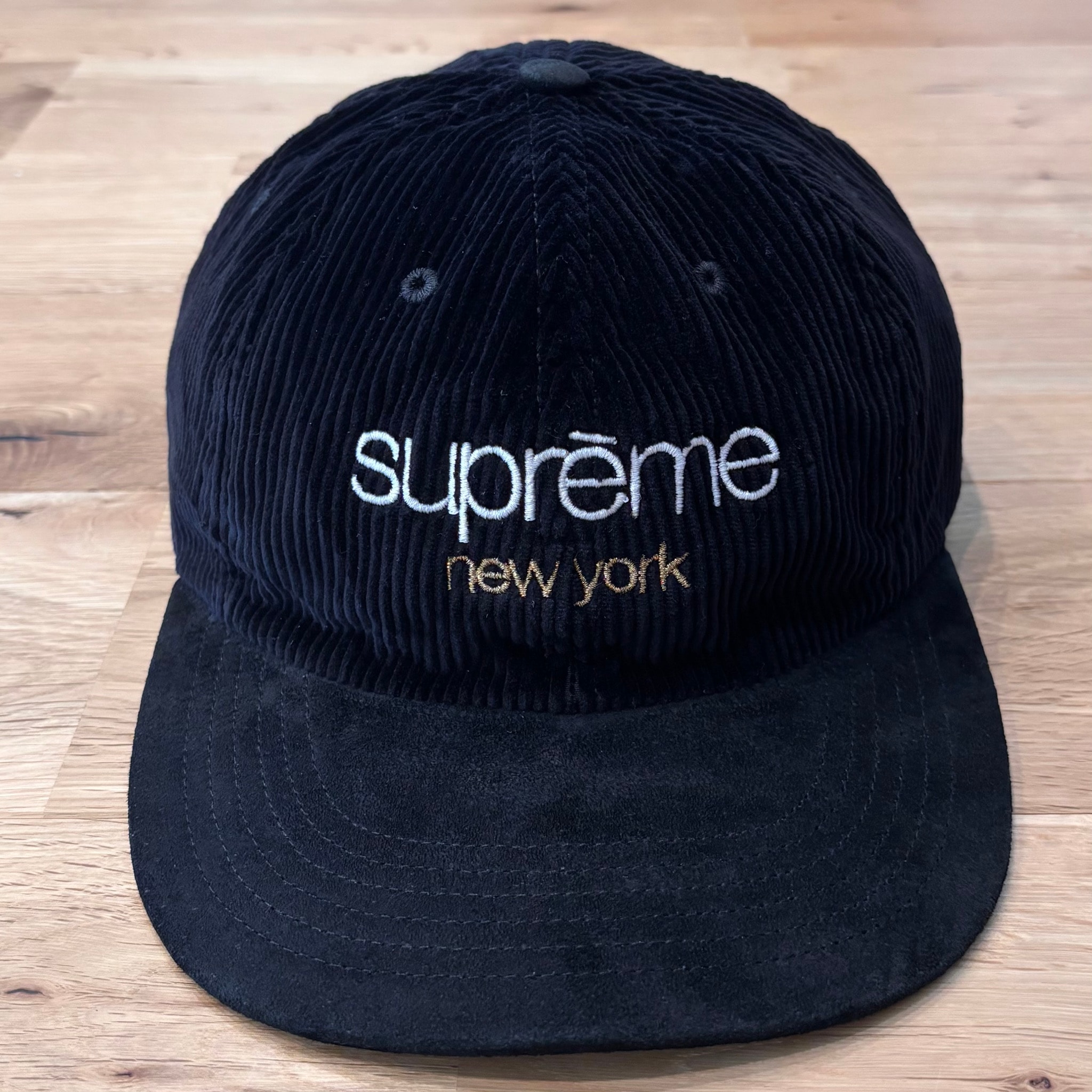 Supreme Classic Logo Corduroy 6-Panel 黒 クラシックロゴ コーデュロイ キャップ