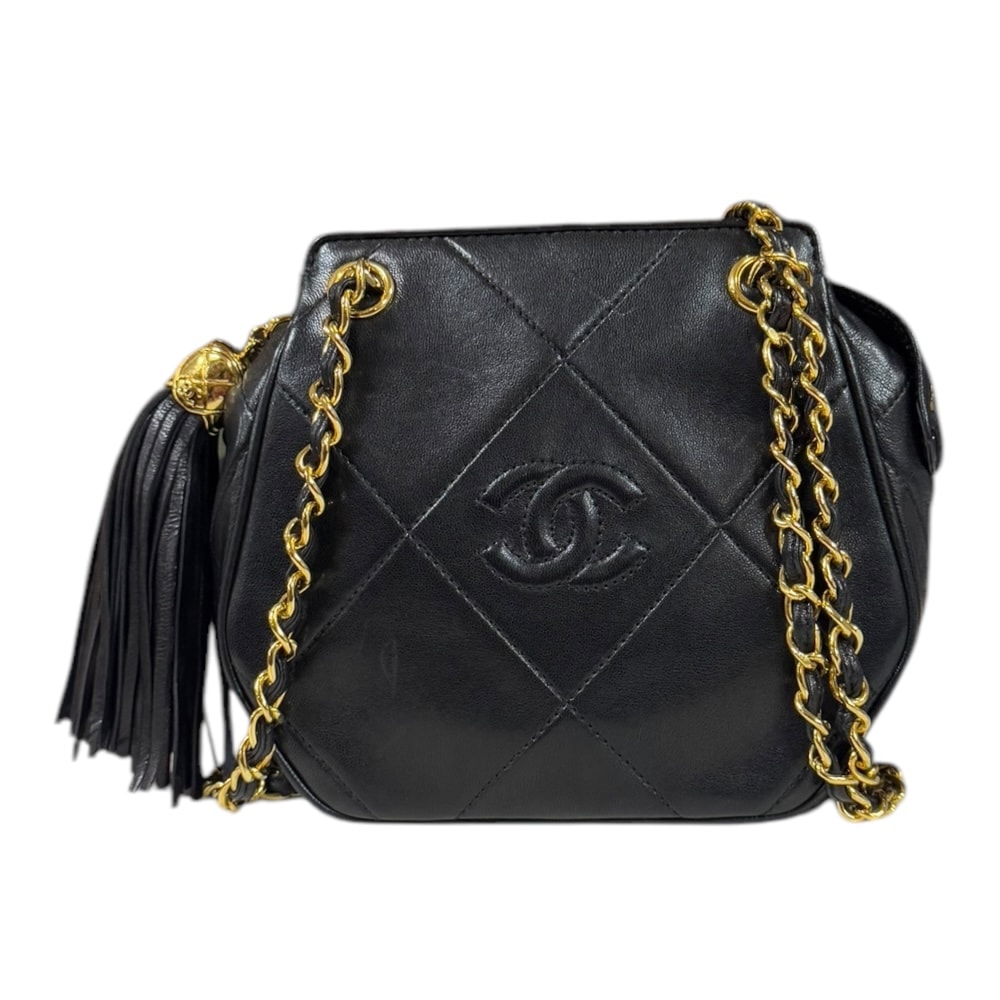 シャネル ショルダーバッグ ラムスキン ブラック レディース CHANEL 中古