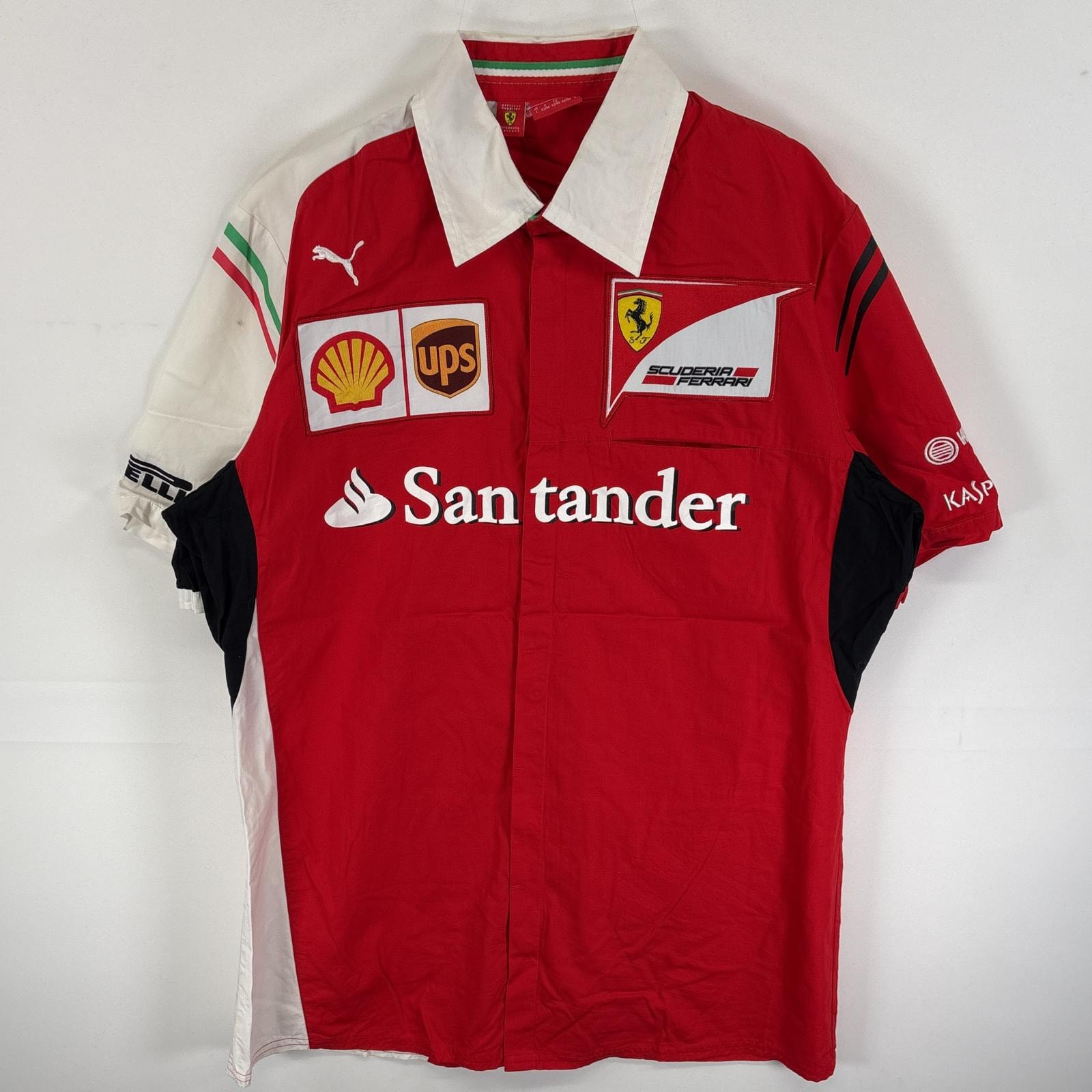 古着 プーマ PUMA 半袖シャツ ワークシャツ 企業系 フェラーリ L  レッド系 ツートン メンズ