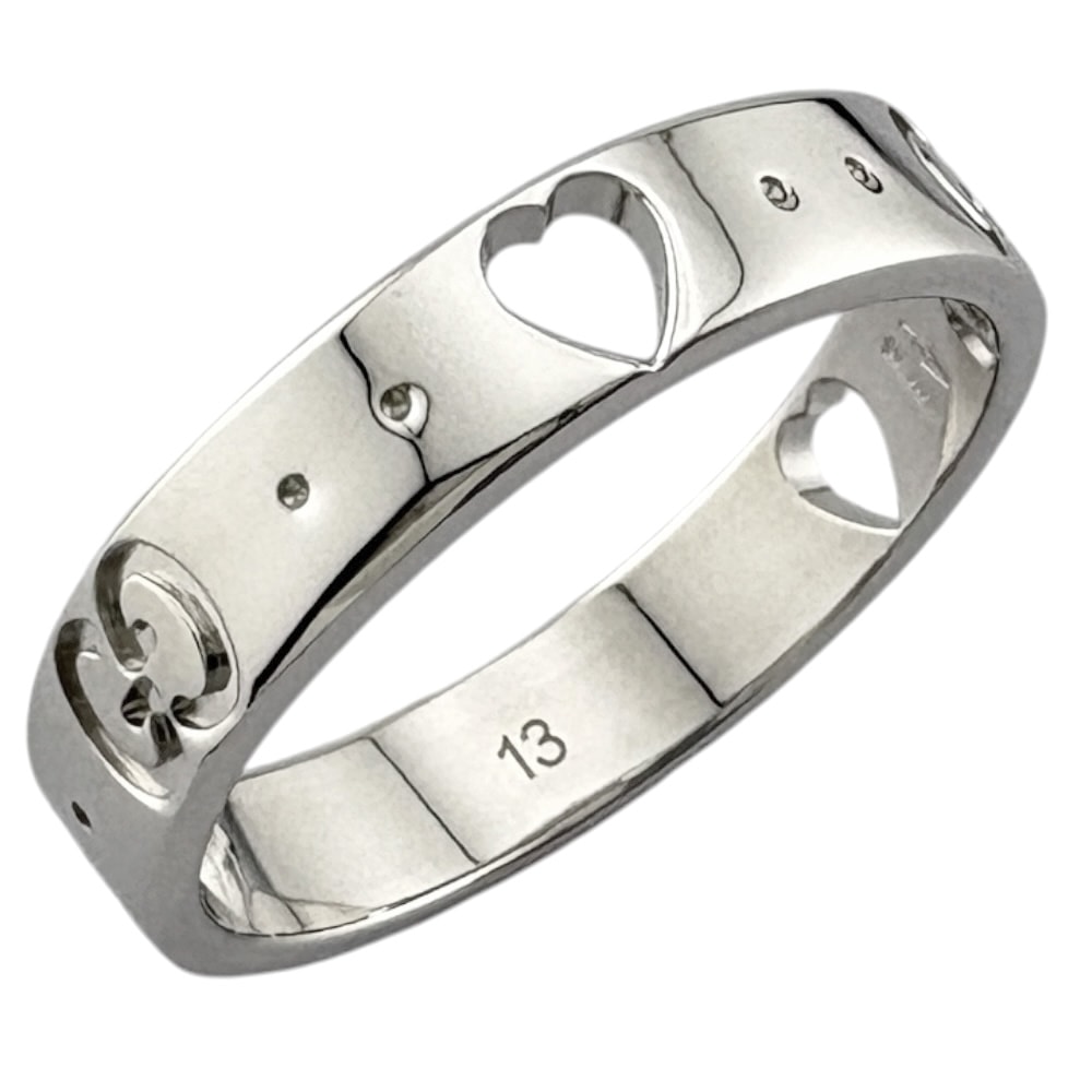 グッチ アイコン アモール リング 指輪 12.5号 18金 K18ホワイトゴールド レディース GUCCI  中古