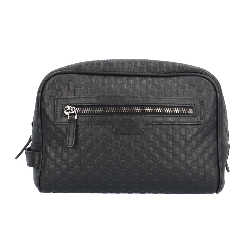 グッチ アウトレット品 マイクログッチシマ セカンドバッグ レザー 419775 ブラック メンズ GUCCI  中古