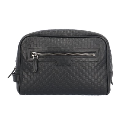 グッチ アウトレット品 マイクログッチシマ セカンドバッグ レザー 419775 ブラック メンズ GUCCI 中古