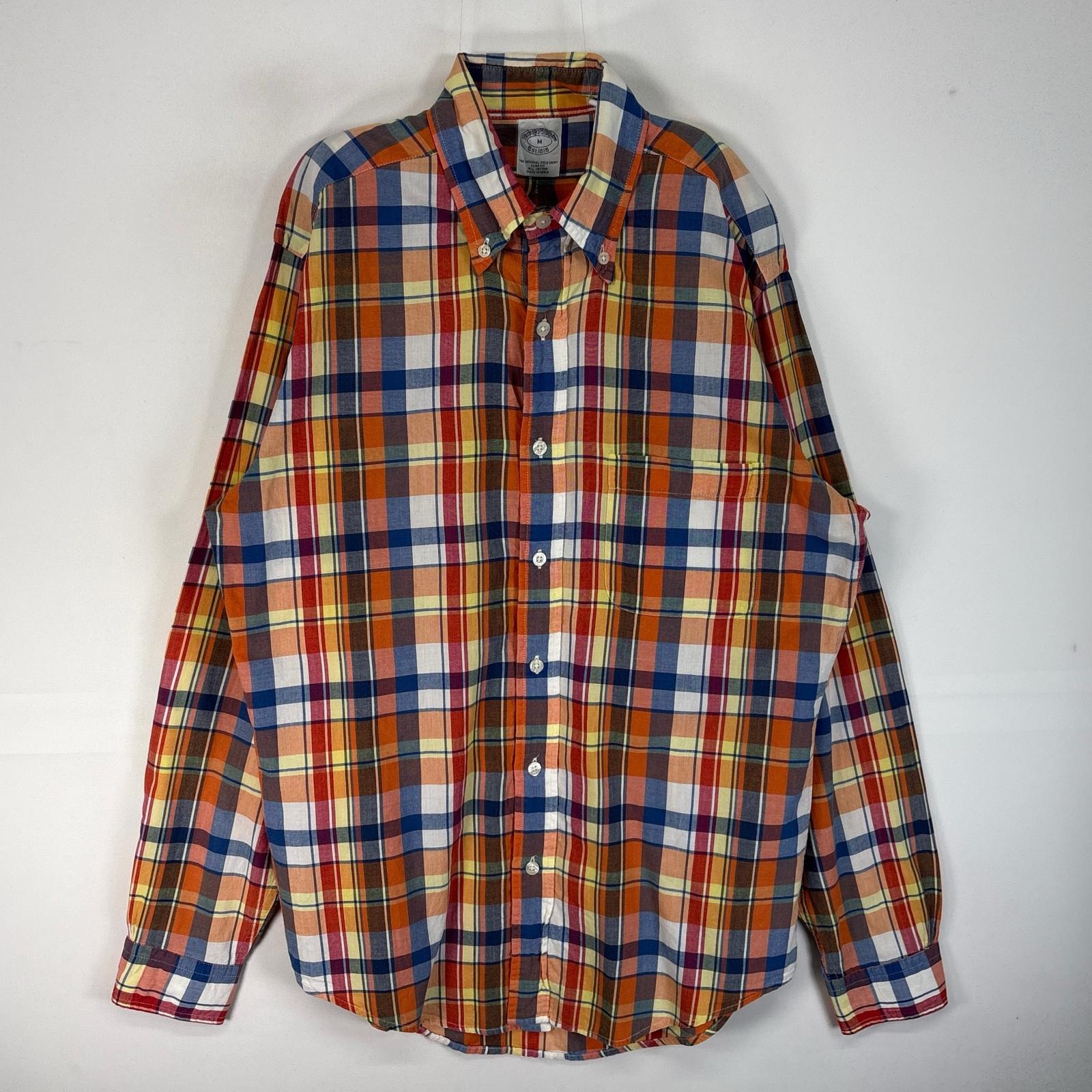 古着 ブルックスブラザーズ Brooks Brothers 長袖シャツ チェック 胸ポケ SLIM FIT M  オレンジ系 マルチカラー メンズ