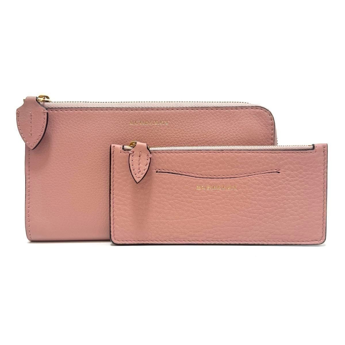バーバリー 長財布 ロングウォレット 小銭入れ コインケース ピンク ゴールド レザー 本革 L字ファスナー BURBERRY