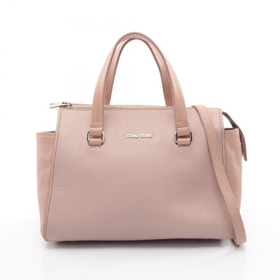 ミュウ ミュウ Miu Miu MADRAS ハンドバッグ バッグ レザー レディース ピンク系 5BB006 【中古】