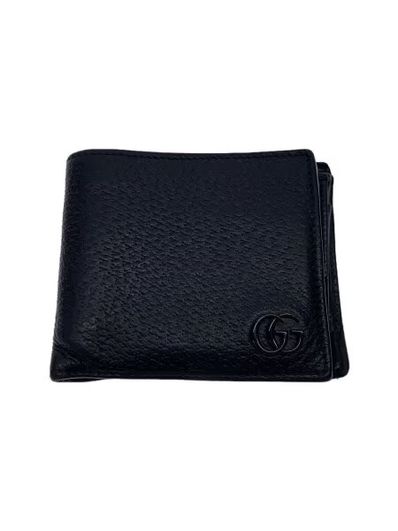 GUCCI Double G Leather Coin Wallet "Black"