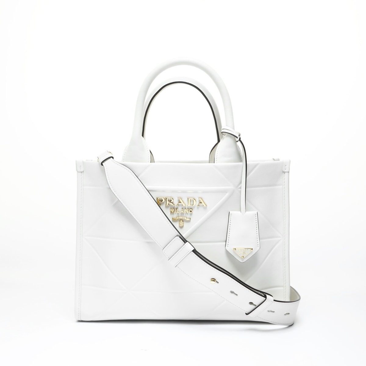 プラダ PRADA シンボル トップステッチ レザー ショルダーバッグ【中古】