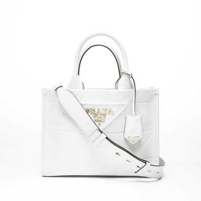 プラダ PRADA シンボル トップステッチ レザー ショルダーバッグ【中古】