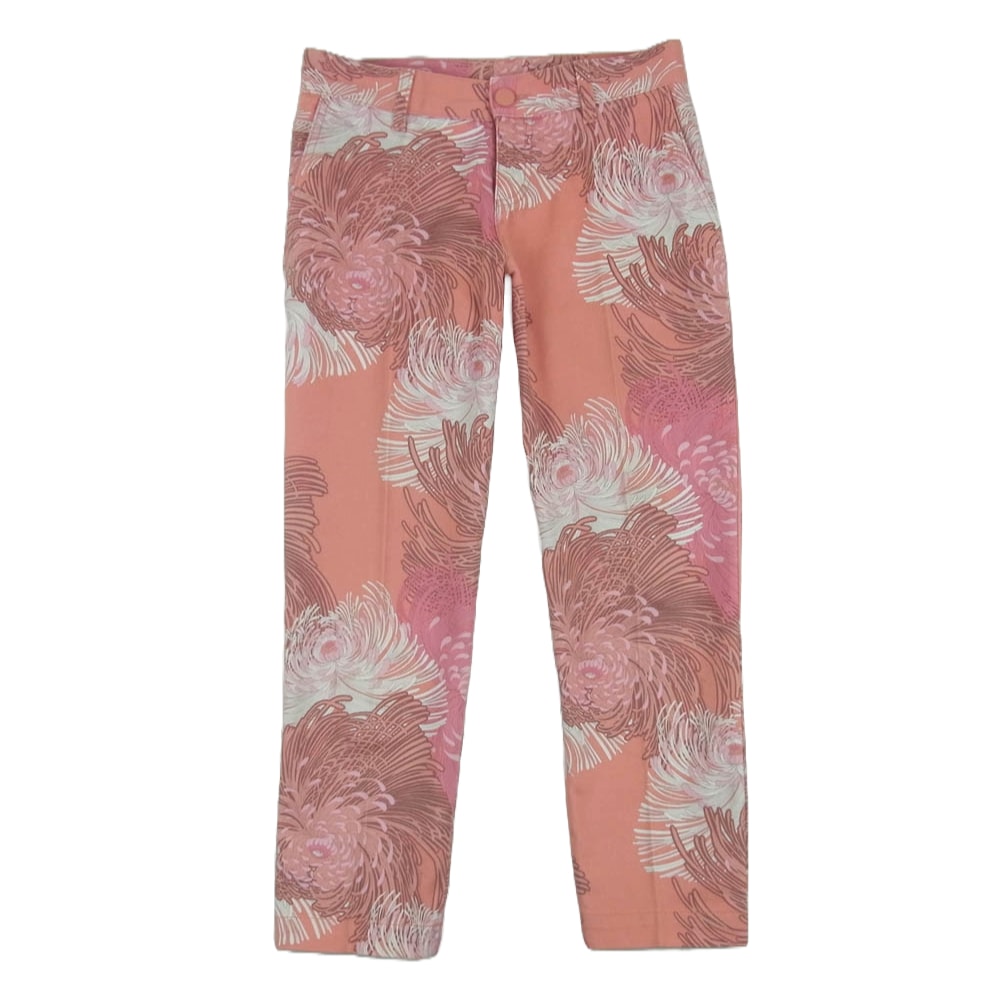 【中古】グッチ GUCCI シルク ジョガー パンツ ボトムス イージー シェリーライン フローラル 花柄 総柄 36 茶 ピンク 検索 | スニーカーダンク