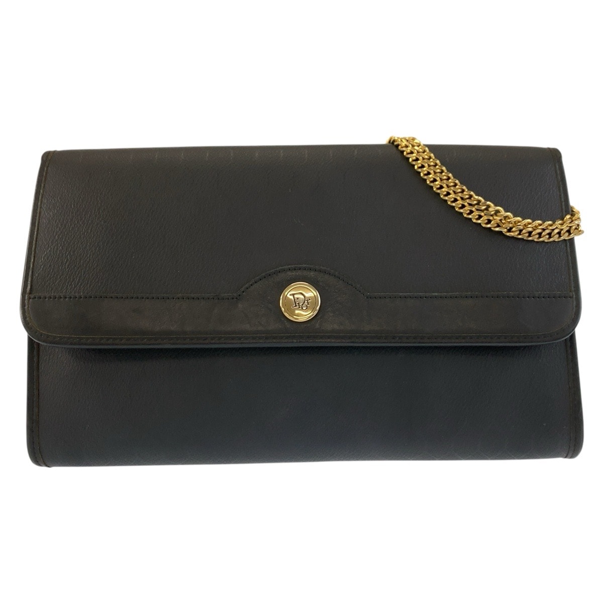 美品 Christian Dior クリスチャンディオール ヴィンテージ ハニカム柄 ブラック 黒 ゴールド金具 PVC ハンドバッグ チェーンショルダーバッグ 604217 【中古】