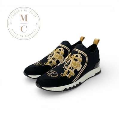 エルメス HERMES ボウ スニーカー 靴 シューズ ファブリック スエード レザー ブラック ブラウン ニット ソックススニーカー