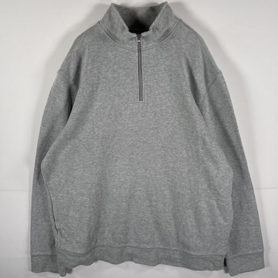 古着 ノーティカ NAUTICA スウェット ハーフジップ ワンポイントロゴ刺繍 ビッグサイズ ポケット付き 14041 グレー メンズ