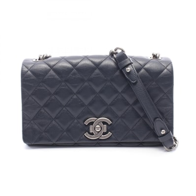 シャネル CHANEL マトラッセ ショルダーバッグ バッグ レザー レディース ネイビー系 【中古】