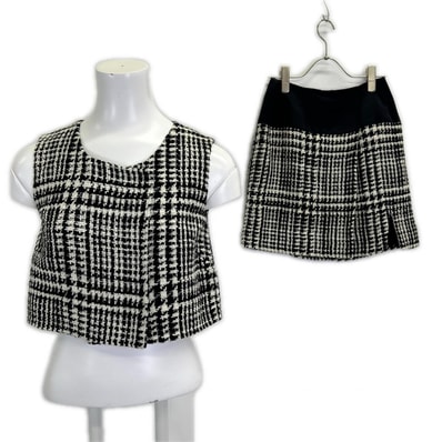 クリスチャンディオール 3A21105A1131/3A21327D1131 ガリアーノ期 ツイードセットアップ 36