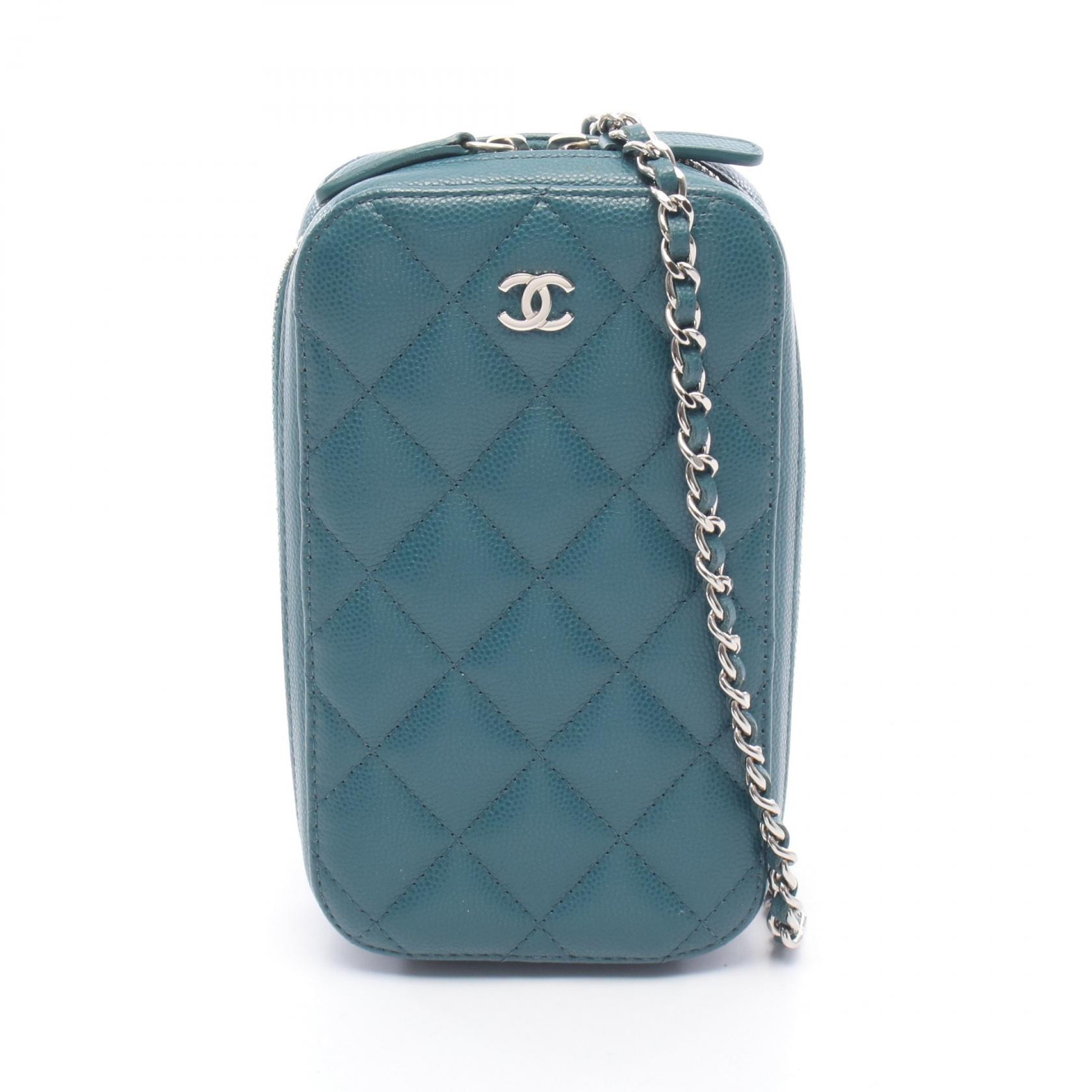 シャネル CHANEL マトラッセ フォンホルダー ショルダーバッグ バッグ キャビアスキン(グレインドカーフ) レディース グリーン系 【中古】