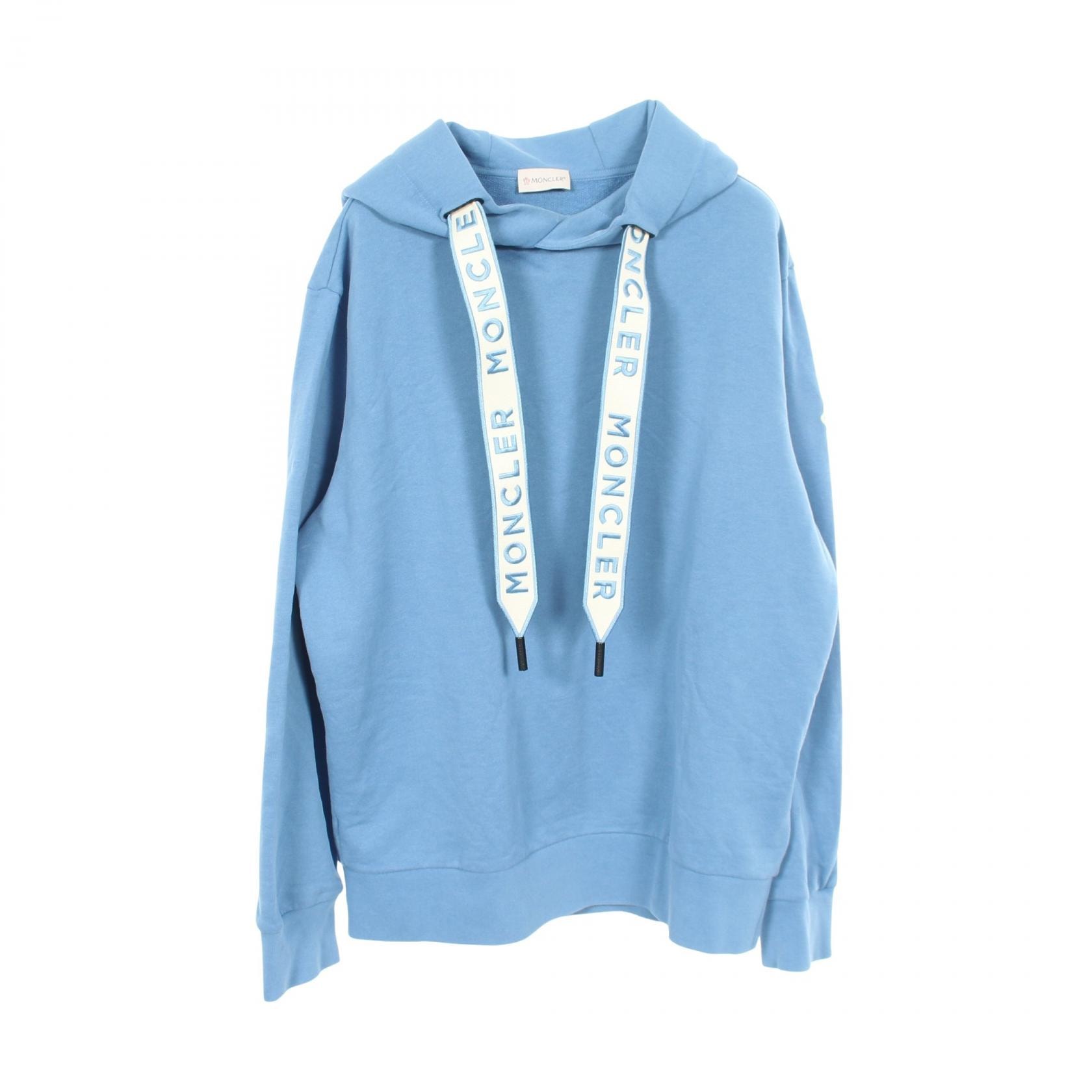 モンクレール MONCLER ロゴ刺繍 ドローストリング スウェット パーカー 衣料品 トップス コットン メンズ ブルー系 【中古】