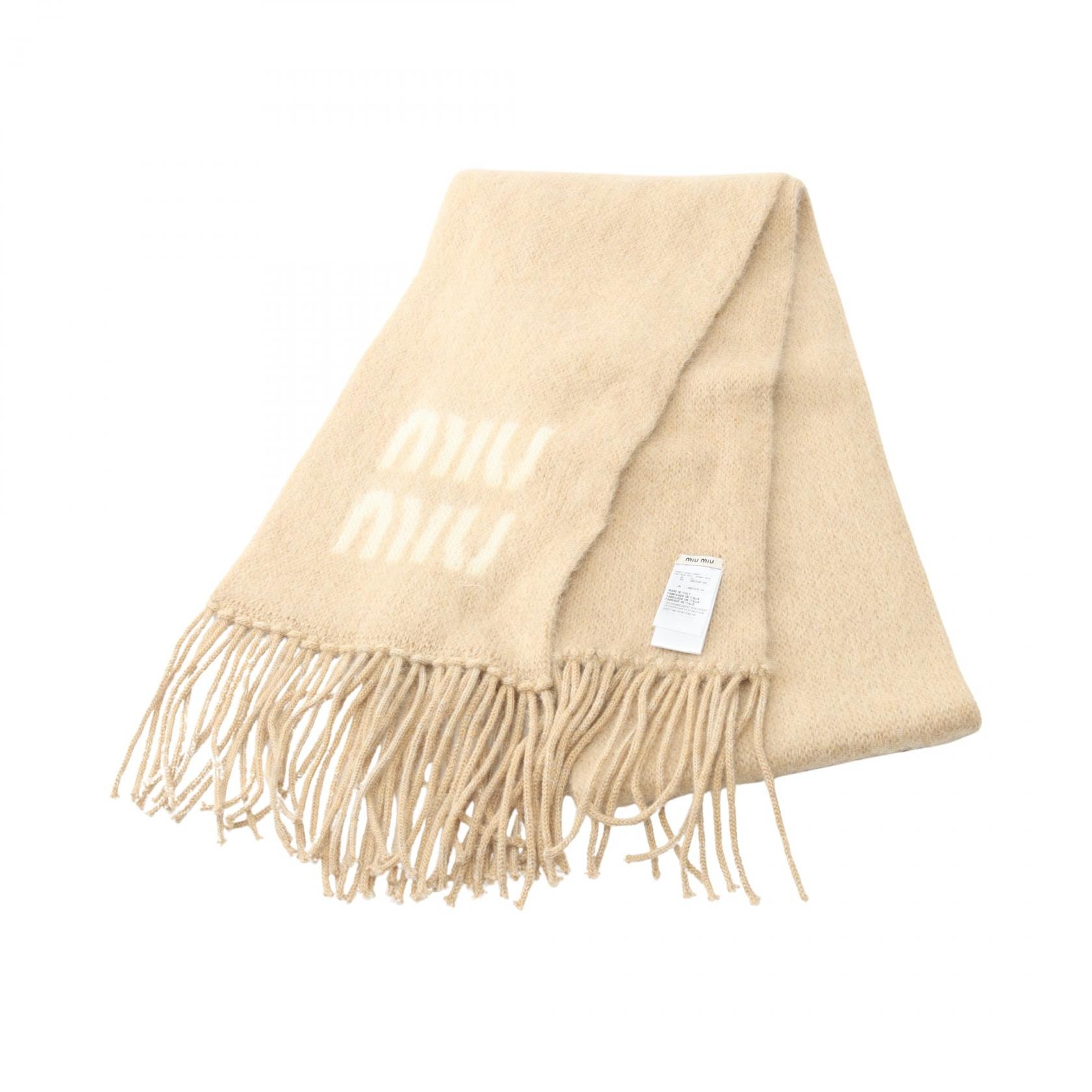 ミュウ ミュウ Miu Miu ロゴ マフラー 衣料品 ウール モヘヤ レディース ベージュ系 5FS0622CQDF0018 【新品】