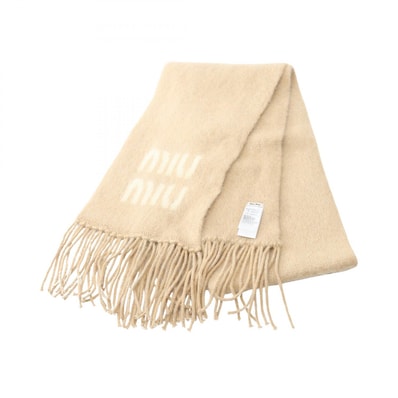 ミュウ ミュウ Miu Miu ロゴ マフラー 衣料品 ウール モヘヤ レディース ベージュ系 5FS0622CQDF0018 【新品】