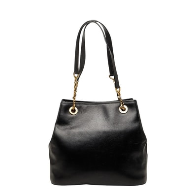 セリーヌ 肩掛け チェーン ショルダーバッグ ブラック ゴールド レザー メッキ レディース CELINE 【中古】
