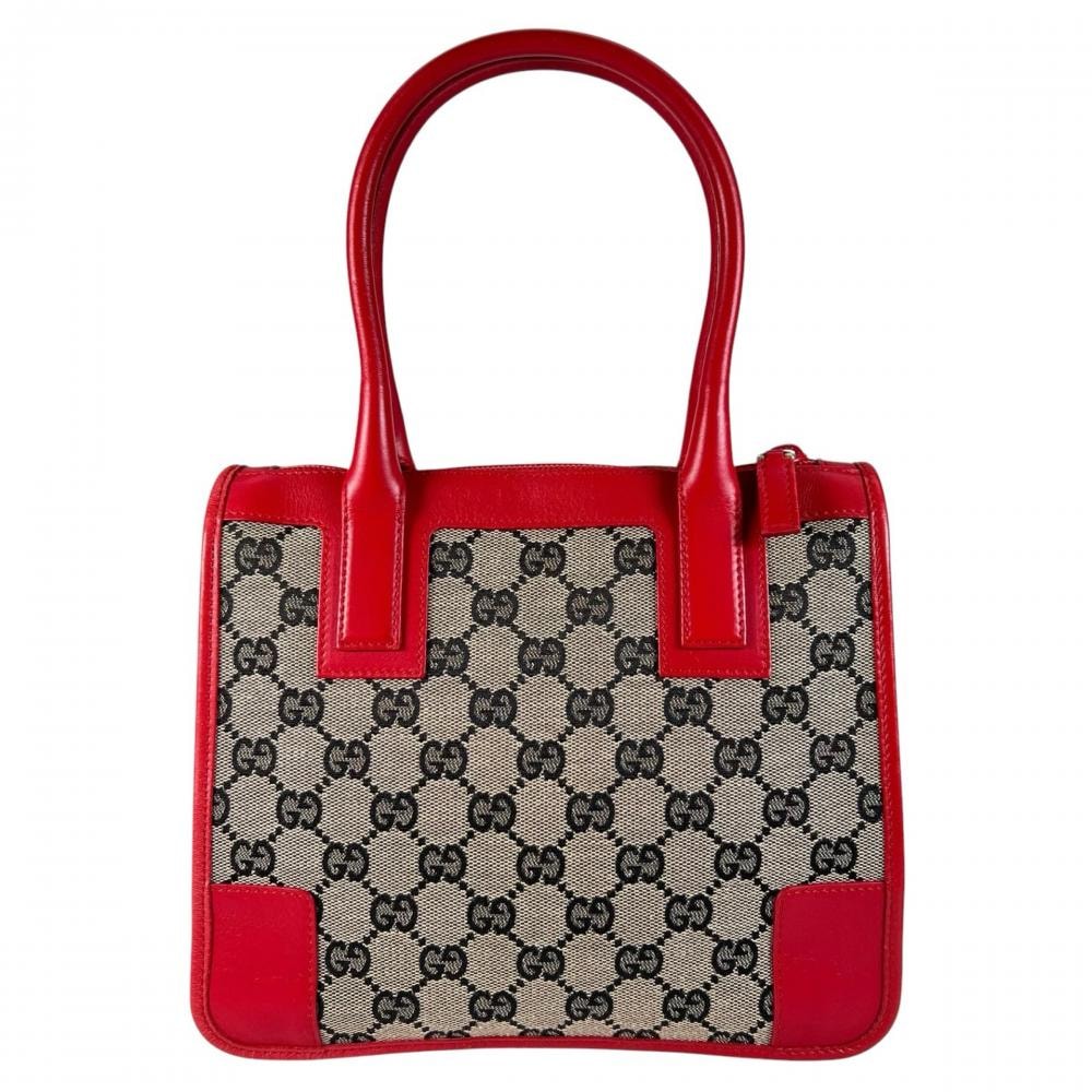 GUCCI グッチ ハンドバッグ モノグラム 000-0856 GGキャンバス レッド 赤 ゴールド金具 レディース【中古品】