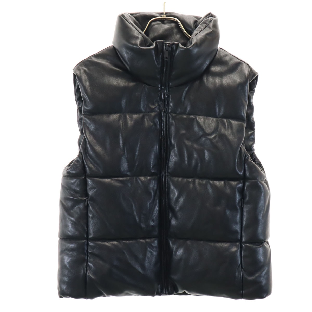 美品 GAP ギャップ フェイクレザー 中綿ベスト S ブラック